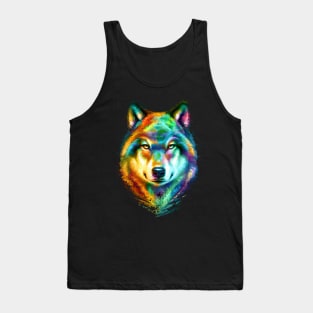 Wolf Face Colorful Painting Tank Top